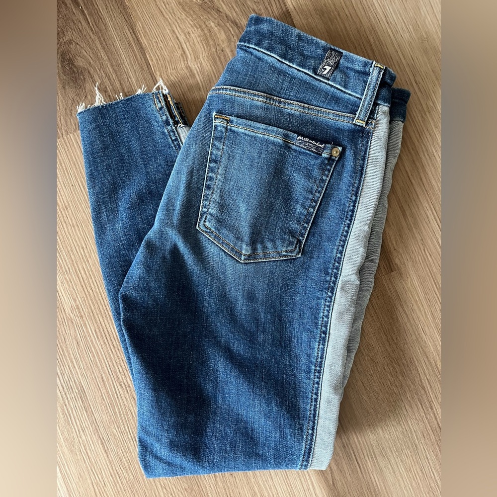 7 For All Mankind Jeans 29 Split Hem Side Stripe Designer Denim
